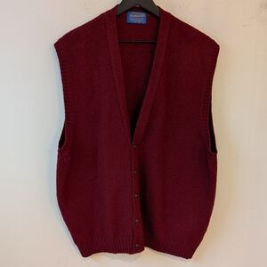 VTG Pendleton Men's Red 100% Shetland Wool Knit Sweater Vest XL